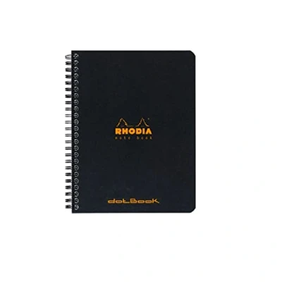 Abbildung von Rhodia 193439C Packung mit 5 Notizblöcken Notebook Doppelspirale A5+ 16x21cm 80Bl Dot Lineatur 80g, Schwarz, 1 Pack