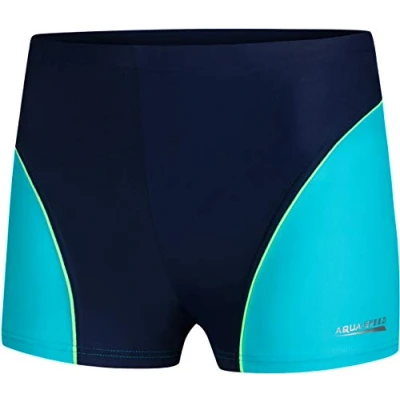 Abbildung von Aqua Speed UV Badehose kurz Jungen + gratis eBook Kinder Schwimmbekleidung Enge Schwimmhose Kinderbadehose Gr. 146 42. Blau Turquoise Leo