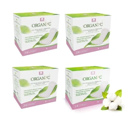 Abbildung von Organ(y)c, Pocket Slipeinlagen aus 100% zertifizierter Bio Baumwolle 4 Packungen zu je 24 Stück (Insgesamt 96 Stück)