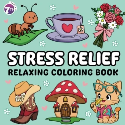 Abbildung von Stress Relief: Relaxing Coloring Book for Adults and Teens, Bold Easy, Simple Designs Mindfulness Featuring Animals, Landscapes, Patterns, ... Many More (Bold Easy Coloring)