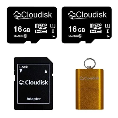Abbildung von Cloudisk 2Pack 16GB Micro SD Karte MicroSD 16 GB Speicherkarte Klasse 10 mit Adapter und Kartenleser (16GB)
