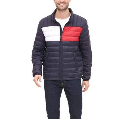 Abbildung von Tommy Hilfiger Herren Packable Down Puffer Jacket Daunenmantel, Flag Color Block, L