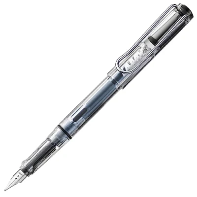 Abbildung von Lamy safari vista Füller Füllhalter mit ergonomischem Griff &amp; schwarzer Stahlfeder in Strichbreite M robuster ASA Kunststoff inkl. Tintenpatrone T 10 blau Rechtshänder
