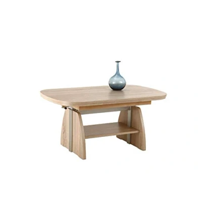 Abbildung von Hela Tische, Funktionscouchtisch Colin, Holzwerkstoff melaminbeschichtet, Dekor Sonoma, Ablageboden, ausziehbar 107 156, höchenverstellbar mit Lift 53 69cm