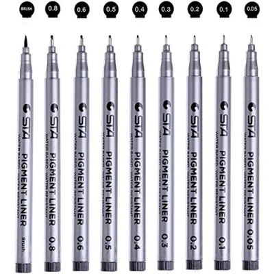 Abbildung von CHUKCHI Black Micro Pen Fineliner Tintenstifte Wasserdichte Archivtinte Fine Point Pens zum Skizzieren, Anime, Manga, Comic, Künstlerillustration, Technische Zeichnung Set mit 9 Stück