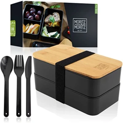 Abbildung von Moritz &amp; Bento Box Japanisch Perfekte Lunchbox für Erwachsene und Kinder Brotdose mit Fächern Ideal die Arbeit, Schule Unterwegs