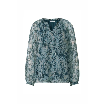 Abbildung von STREET ONE Damen 3411857 Raglan Chiffon Bluse, Arona Blue, 42