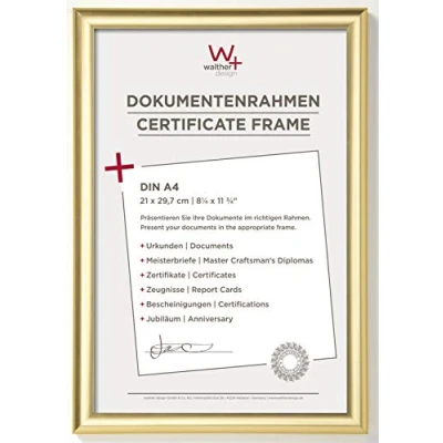 Abbildung von walther design Bilderrahmen gold 21 x 29,7 cm (DIN A4) Trendstyle Kunststoffrahmen KP130G
