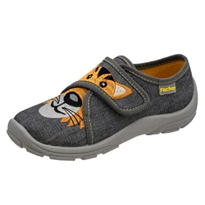 Abbildung von Fischer Markenschuh Jungen, Kinder, Pantoffeln, Hausschuhe,kletthausschuhe,Klettverschluss,Kids,Kinderschuhe,Schlupfschuhe,Erde,35 EU / 3 UK