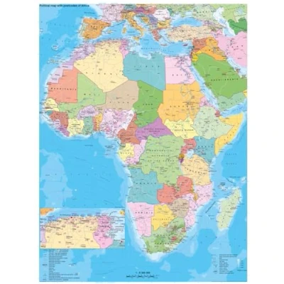 Abbildung von Afrika politisch mit Postleitbereichen: Wandkarte / Poster NEUE AUFLAGE