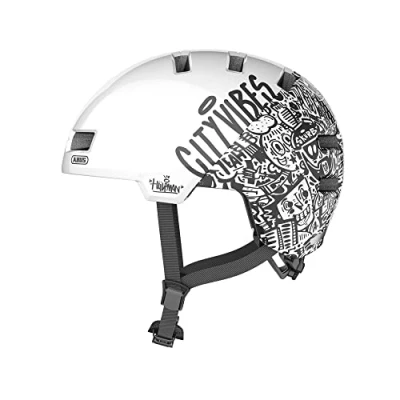 Abbildung von ABUS Stadthelm Skurb ACE Stylischer Fahrradhelm im Alltag, beim Skaten, BMX Fahren oder Longboarden City Vibes, Größe L (58 61 cm), Schwarz/Weiß (city vibes)
