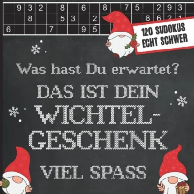 Abbildung von Wichtelgeschenk Weihnachten: Sudoku Geschenk zum Wichteln die Geschenkidee zur Weihnachtsfeier Julklapp und Schrottwichteln 120 schwere Sodoku Rätsel Lösungen im schönen Weihnachtsdesign