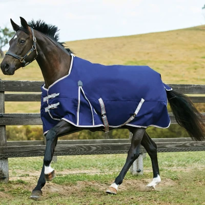 Abbildung von Weatherbeeta Lite Plus Turnout Rug Comfitec Essential Standard Neck 50g Navy/Silver/Red 125/175
