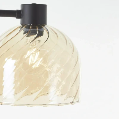 Abbildung von Brilliant Tischleuchte »Casto«, 1 flammig, Leuchtmittel E27 ohne Leuchtmittel, 50 x 29 cm, E27, bernsteinfarbenes Glas, schwarzes Metall
