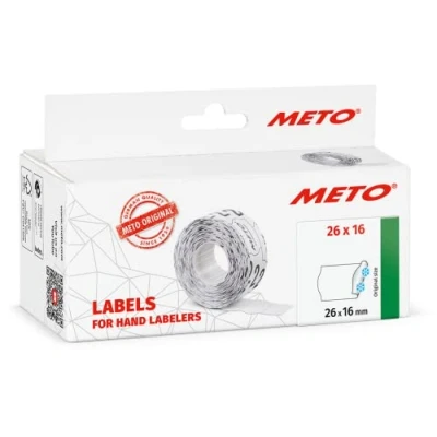 Abbildung von Meto Etiketten für Handauszeichner (26 x 16 mm, 2 zeilig, 6.000 Stück, fluor orange, permanent haftend, METO, Contact, Sato, Avery, Tovel, Samark etc.)