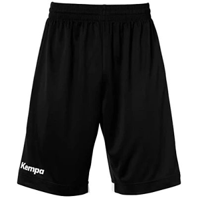 Abbildung von Kempa Herren Player Long Kurze Hose Shorts Für Sport Fitness Gym Basketball Handball Jogginghose Mit Elastischem Bund, Schwarz/Weiß, M EU