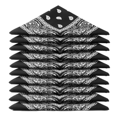 Abbildung von Karl Loven BANDANA 5 Stück Schwarz Paisley Muster 100% Baumwolle TÜV geprüft Dicker Stoff 20 Exklusivfarben