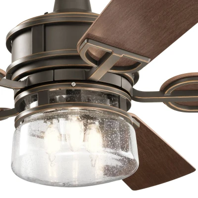 Abbildung von Kichler Deckenventilator LYNDON PATIO für den Innen und Aussenbereich Ø132cm IP23 Wallnuss