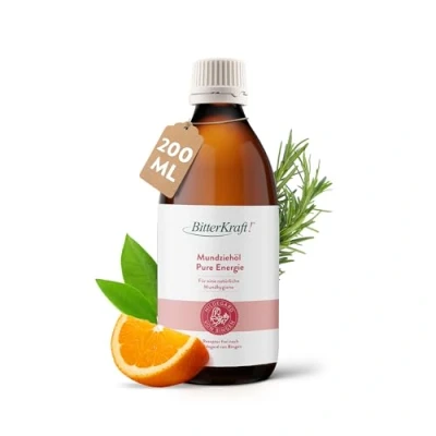 Abbildung von BitterKraft! Mundöl zum Ölziehen Pure Energie 200ml nach Hildegard von Bingen natürliche Mundpflege Kloster Kräuter vegan &amp; ohne Zusatzstoffe Made in Germany