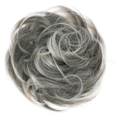 Abbildung von CAISHA Haargummi Bella Hochsteckfrisuren Haarteil Hochzeitfrisuren Voluminös Leicht Gewellt Hitzebeständige Kunstfaser DM17cm Grau Blond Mix G21B