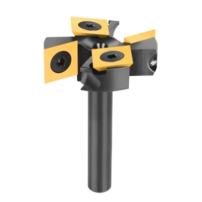 Abbildung von SpeTool Planfräser 8mm Schaft 38.1mm Schnittdurchmesser für Oberfräse Flächenfräser mit ATS Beschichtung Wendeplatten CNC Fräser holz 2+2 Flöten Abflachfräser Schaftfräser Oberflächenbit