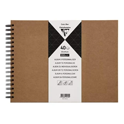 Abbildung von Clairefontaine 95430C Heft mit Kraftpapier zum Individualisieren (32 x 24 cm, 40 Blatt, 200 g, Spiralbindung, ideal als Gästebuch) 1 Stück kraft