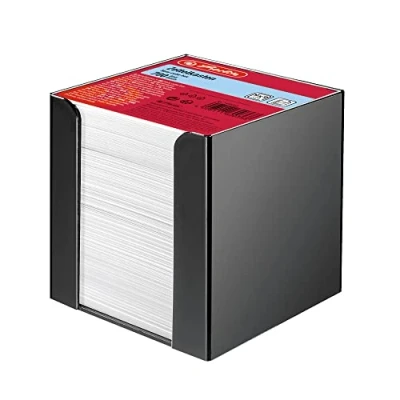 Abbildung von Herlitz 1600360 Zettelkasten 9x9x9cm schwarz 700 Blatt weiß gefüllt