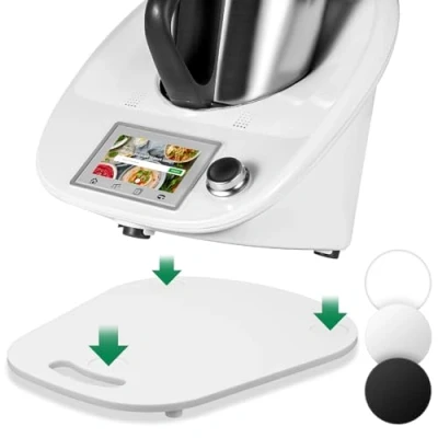 Abbildung von für Thermomix TM6 TM5 Gleitbrett Acryl,Ticanros Premium Schnelles Bewegen Rollbrett Vorwerk Küchenmaschine Zubehör Unterlage Brett, Weiß