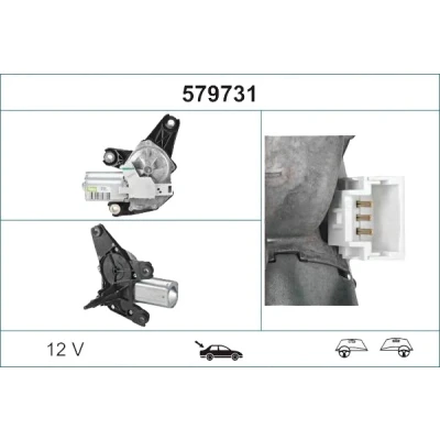 Abbildung von VALEO ORIGINAL PART 579731 Scheibenwischermotor 12 hinten für Links /Rechtslenker OPEL: Vivaro B Combi, A Combi