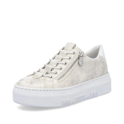 Abbildung von Rieker Damen Flats M1953, Frauen Espadrilles,umflochten,Bast Optik,espandrillos,Espadrillos,Espandrilles,Sommerschuhe,beige Kombi (60),43 EU / 9 UK