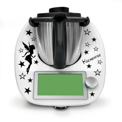 Abbildung von Finest Folia Deko Aufkleber kompatibel mit Küchenmaschine Thermomix TM5 TM6 Design Sticker Zubehör für Küchengerät wasserfest selbstklebend K154 (01 Küchenfee, Schwarz)