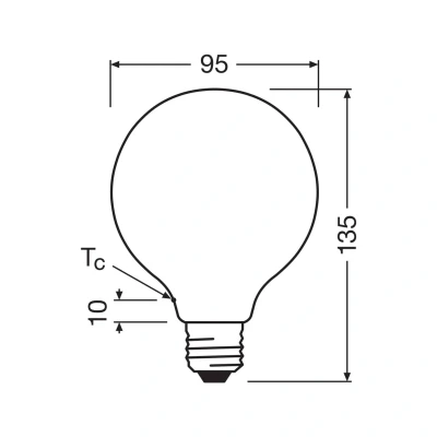 Abbildung von Osram LED Lampe in klassischer Globeform, mit dekorativem Filament im Frosted Design, Energieeffizienzklasse A, E27, 5 W, 1055 lm, 4000 K, kaltweiß. Ohne Aufwärmen, sofort 100% Licht