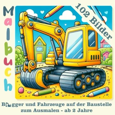 Abbildung von Malbuch Bagger und Fahrzeuge auf der Baustelle 102 Bilder zum Ausmalen ab 2 Jahre