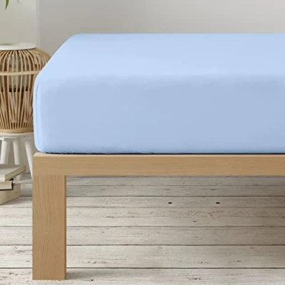 Abbildung von Degrees Home Kollektion Spannbettlaken 90 x 200 33 verstellbar gebürstete Polyester Mikrofaser HIMMELBLAU