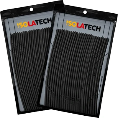 Abbildung von ISOLATECH Schrumpfschlauch Set Bündel 2:1 ohne Kleber unbeschriftet Schwarz Ø1mm 6,0 Meter in 30Stk x 20cm und Ø2mm 5,0 25Stk