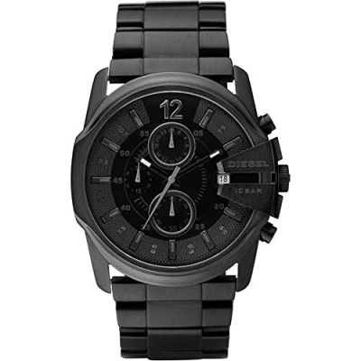 Abbildung von Diesel Herrenuhr Master Chief Chrono, Dreizeigeruhrwerk, 49mm schwarzes Edelstahlgehäuse mit Edelstahlarmband, DZ4180