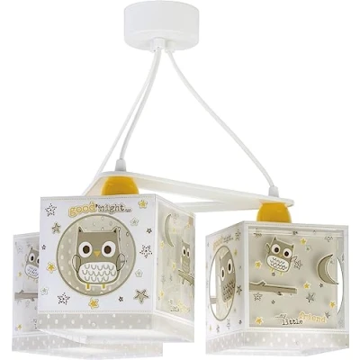 Abbildung von Dalber Lampe kinderzimmer, kinderlampe Pendelleuchte Hängelampe, Deckenleuchte Kinder, Deckenlampe kinderzimmer 3 Lichter Eule Tiere Good Night, 63394, E27