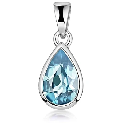 Abbildung von Materia Edelstein Tropfen Anhänger Silber 925 Blautopas Schmuck KA 274 Blau