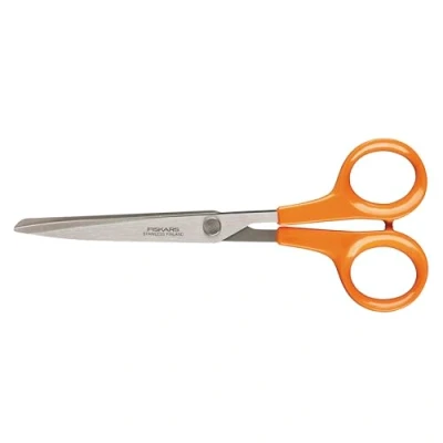 Abbildung von Fiskars Mehrzweckschere, Länge: 17 cm, Für Rechts und Linkshänder, Rostfreie Stahl Klinge/Kunststoff Griffe, Orange, Classic, 1005150
