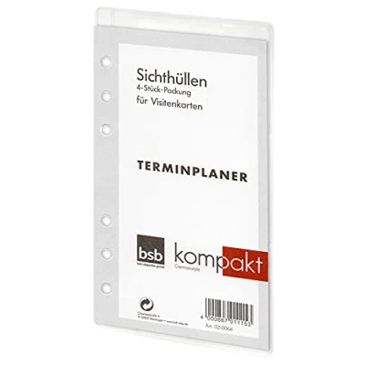 Abbildung von bsb Ersatzeinlage Sichthüllen für Visitenkarten Größe: Circa A6 6 Fach Lochung Kompakt Terminplaner Organizer 02 0064