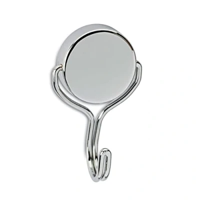 Abbildung von MAUL Neodym Magnet mit Karussell Haken besonders hoher Haftkraft (30 kg) für einen vielseitigen Einsatz stark drehbarem und elegantem Design Ø 38,5 mm Silber