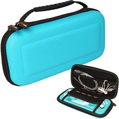 Abbildung von TECHGEAR Switch Lite Tasche hülle Harte Schutzhülle Reise und Aufbewahrungs Kompatibel für Nintendo Lite, 8 Steckplätze Spiel Karten + Zubehör [TÜRKIS]