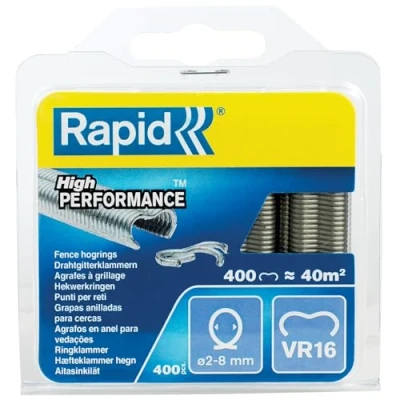 Abbildung von Rapid Zaun Ringklammern VR16 Verzinkt, 400 Stk., zur Befestigung von Spanndrähten an Zäunen, für FP216 und FP20 Zaunzange