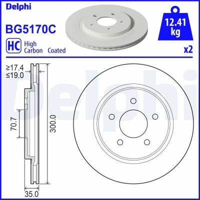 Abbildung von Bremsscheibe DELPHI BG5170C