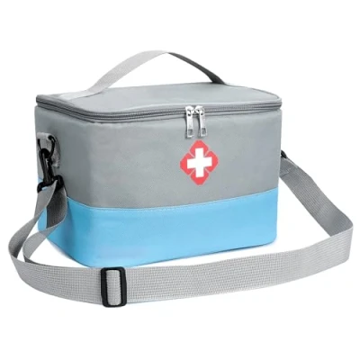 Abbildung von Romon 1 Stück Medikamententasche, Reiseapotheke Tasche Wasserdicht, Erste Hilfe Leer, Tragbar Medizin Aufbewahrungstasche für Home Office Reisen Outdoor(Grau und Blau)