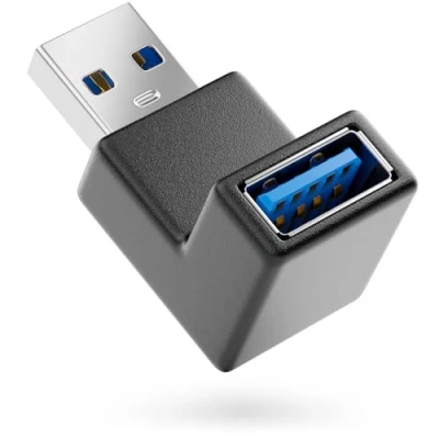Abbildung von deleyCON USB 3.0 Winkel Adapter 90 Grad Winkeladapter A Stecker zu Buchse Kompatibel mit Allen Kabeln Optimale Kabelführung