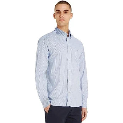 Abbildung von Tommy Hilfiger SLIM Hemd, Herren, Größe: Small, Carbon navy / white