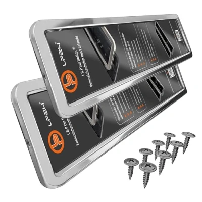 Abbildung von L&amp;P A0202 2X Auto Kennzeichenhalter 100% Edelstahl Hochglanz poliert INOX Kennzeichen Halterung Befestigung Nummernschild