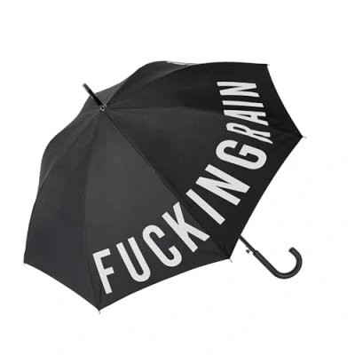 Abbildung von FISURA Großer Regenschirm. Jugendschirm. Automatischer Regenschirm mit Knopf. Stabiler bedruckter 106 cm Durchmesser. (F*cking rain, schwarz)