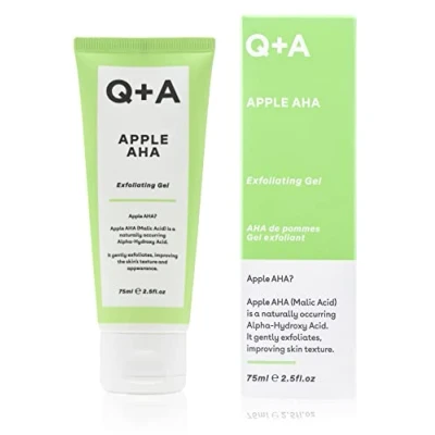 Abbildung von Q+A Apfel AHA Peeling Gel, natürlich vorkommende und Milchsäure in Kombination mit Fruchtextrakt Glykolsäure für eine glattere, strahlendere Haut (75 ml)